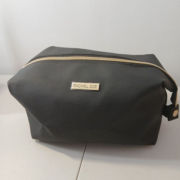 Rachel Zoe Handbags - Rachel Zoe Black Nylon Cosmetic Makeup Bag Toiletries Case Top Zipped Clutch